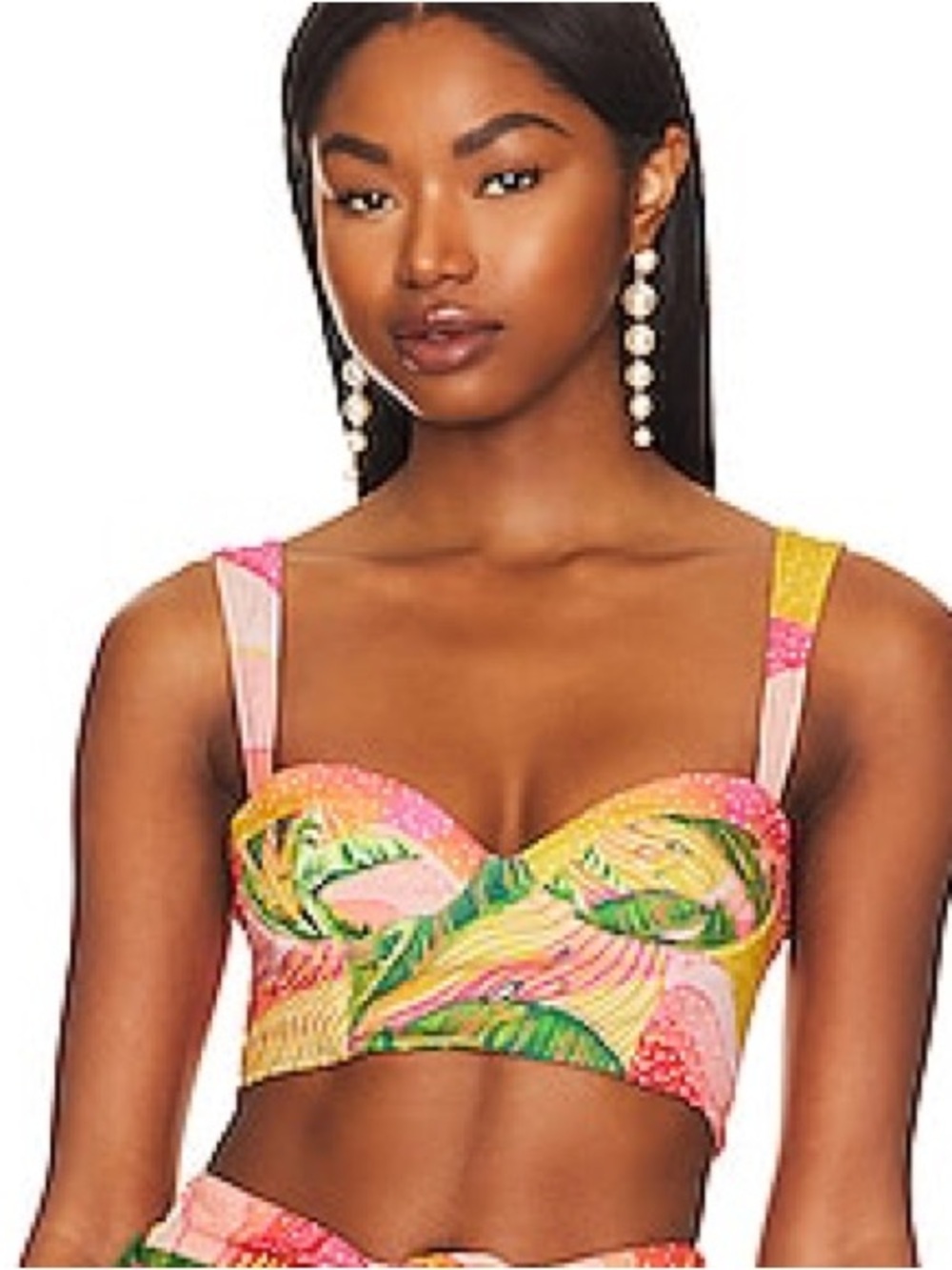 Agua Bendita x REVOLVE Passiflora Tropical Print Bustier Crop Top (124)